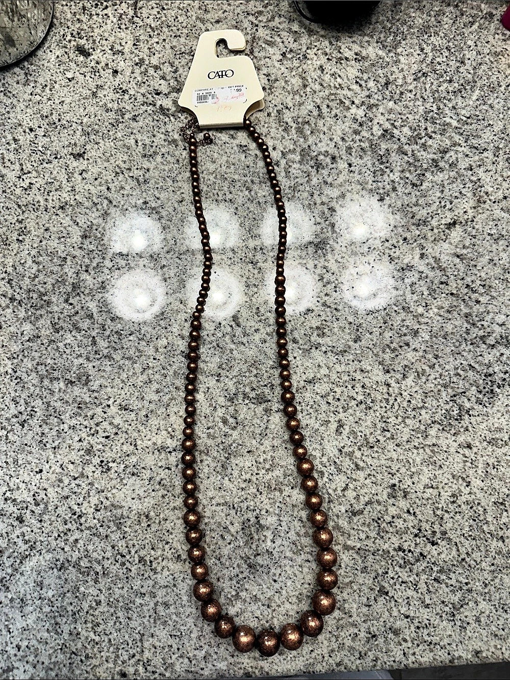 Cato Beaded Long Necklace in Brown NWT